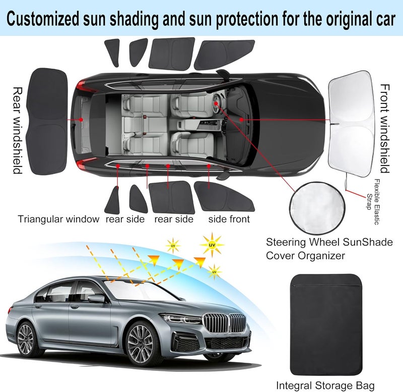 TINGLU Window Shades for BMW X1 F48 2016 2017 2018 2019 2020 2021 2022 Accessories Car Side Full Windows Rear Triangular Windshield Sun Shade Sun UV Rays & Privacy Protection for Camping 10PCS - Image 3